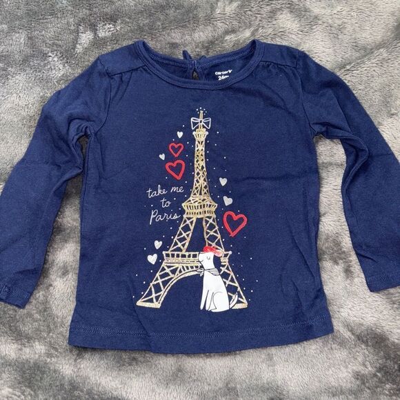 24m carters Paris dog long sleeve T-shirt - Picture 1 of 1